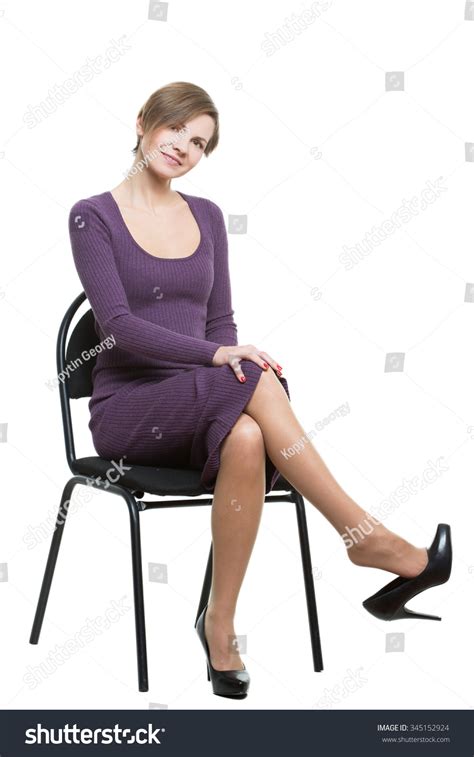 Woman Sits Chair Pose Showing Sexual Foto Stock 345152924 Shutterstock