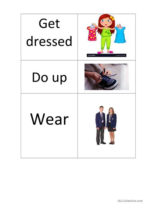 Actions With Clothes Matching Activ English Esl Worksheets Pdf And Doc