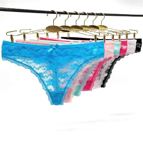 Pack Of 12 Low Rise Laced Cotton Thong Cheeky Lady Panties Sexy Women