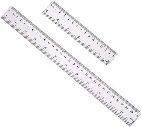 Fuyamp Dual Side Measuring Straight Ruler 2 Pack Plastic Ruler With