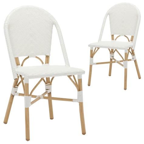 The rattan dining side chair is made with a sturdy metal frame, however we always recommend purchasing the care free plan along with your product just so that your item will remain under warranty. Temple & Webster White Paris PE Rattan Outdoor Cafe Dining ...