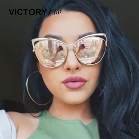 victorylip women cat eye sunglasses hollow sunglasses sexy celebrity female shades uv400 mirror