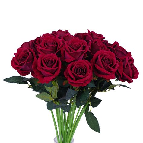 Check spelling or type a new query. Burgundy silk roses in velvet with stem (51cm) | Silk ...