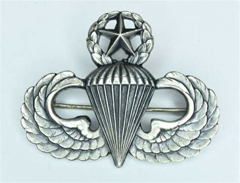 Scarce Robbins Co Us Army Master Jump Wing Parachutist Badge Sterling