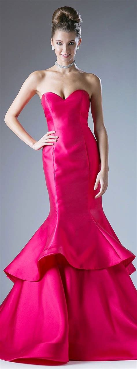 Smc Fashion • Cherry Red Mermaid Style Ruffled Satin Strapless