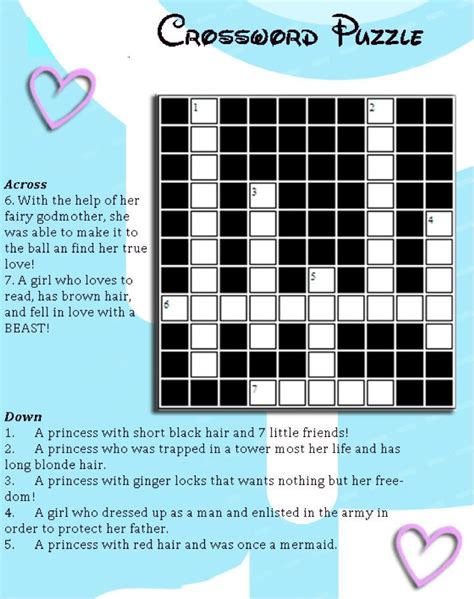 Disney crossword puzzles printable | printable template free. Pin on Printables