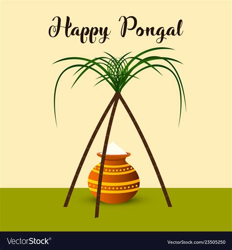 Happy Pongal Festival Background Royalty Free Vector Image