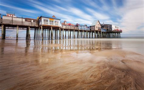 Wallpaper Old Orchard Beach Maine Pier Sea Usa 1920x1200 Hd Picture