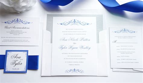 Blue Wedding Invitation Elegant Wedding Invitation Simple Classic