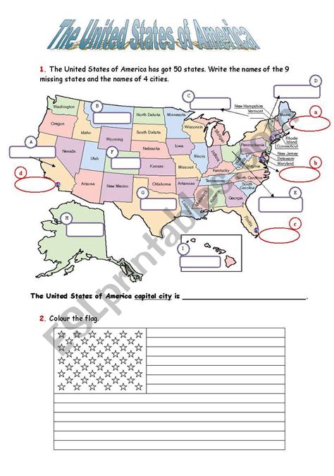 Map Of Usa Worksheet