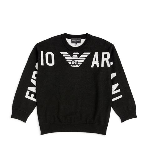 Emporio Armani Kids Black Eagle Logo Sweater 4 16 Years Harrods Uk