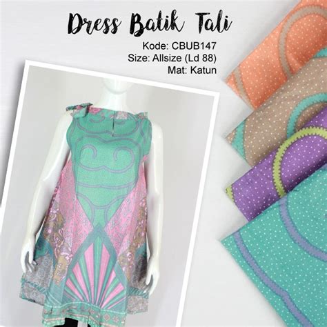 Dress Batik Cantik Tali Motif Sinar Akar Dress Murah