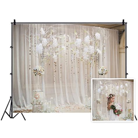 Buy Aofoto 10x8ft Wedding Ceremony Backdrop Romantic Flowers Curtain