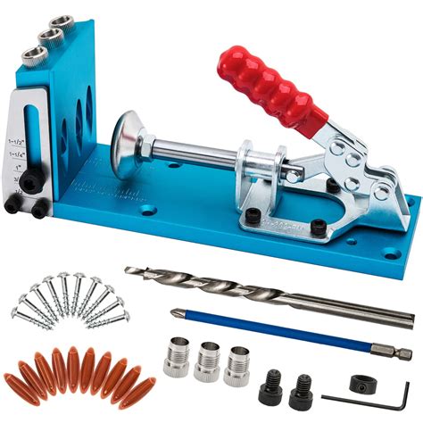 Pocket Hole Jig Kit With Drilling Hole Tools Dowel Drill Joinery Screw
