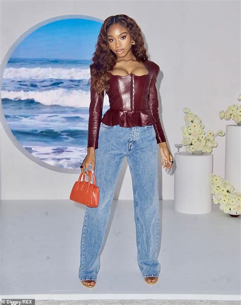 Normani Flashes Her Ample Assets In A Burgundy Leather Corset At Lori