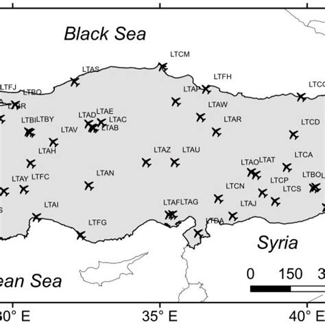 The Locations Of The Investigated Airports In Turkey Source 7