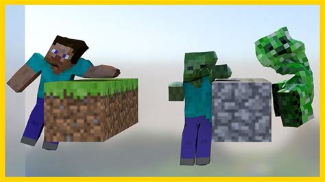 Minecraft Steve Vs Zombie Creeper And A Villager Softbody Race