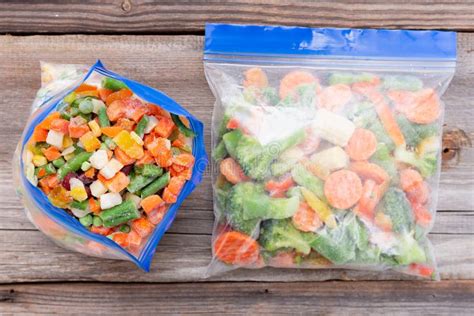 Frozen Vegetables In A Plastic Bag Healthy Food Storage Concept Stock