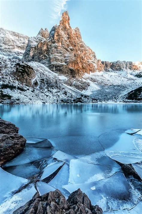 Frozen Sorapiss Lake Dolomites Italy 598x900 Scenic Photography