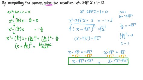Question Video Solving Quadratic Equations By Completing Squares Nagwa