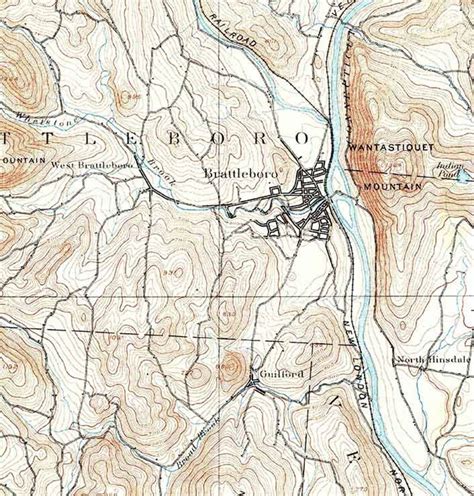 1891 Topo Map Of Brattleboro Vermont Quadrangle Etsy
