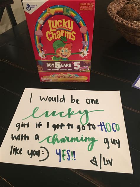 Lucky Charms Hoco Response Cute Prom Proposals Dance Poster Dance