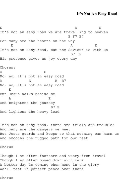Its Not An Easy Road Christian Gospel Song Lyrics And Chords Free