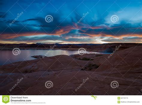 Lake Powell After Sunset Stock Image Image Of Sandstone 62119173