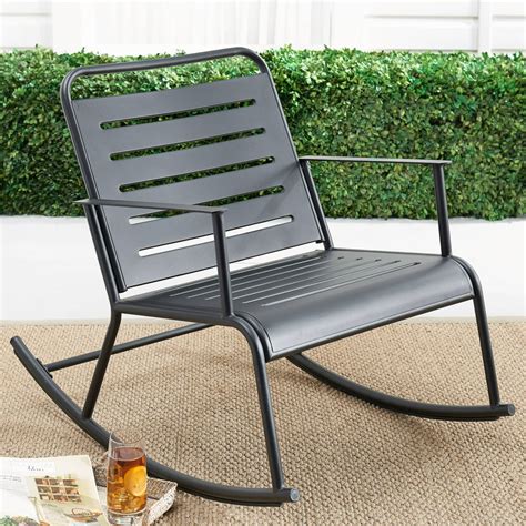 Mainstays Auden Outdoor Steel Rocking Chair Black