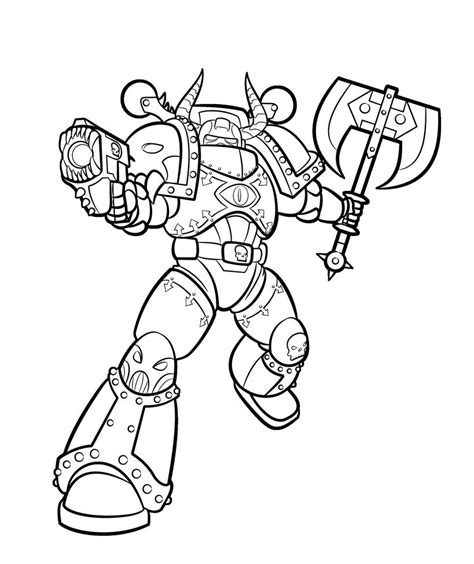 Chaos Space Marine Coloring Page Coloring Pages