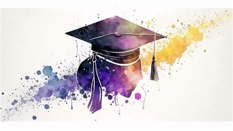 Graduation Hat Watercolor Background Graduation Watercolor Bachelor