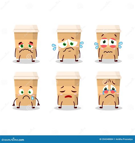 New Coffee Cup Cartoon Character With Sad Expression Stock Vector