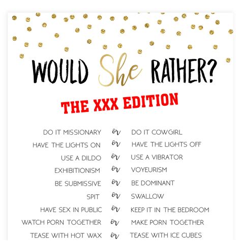 Xxx Would She Rather Game Printable Adult Bachelorette Party Games