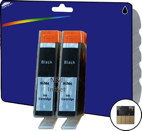 2 Black Chipped Non Oem Compatible Printer Ink Cartridges For Hp
