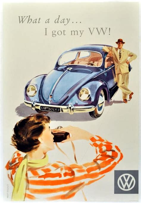 Original Vintage Volkswagen Car Advertisement Poster “what A Day I