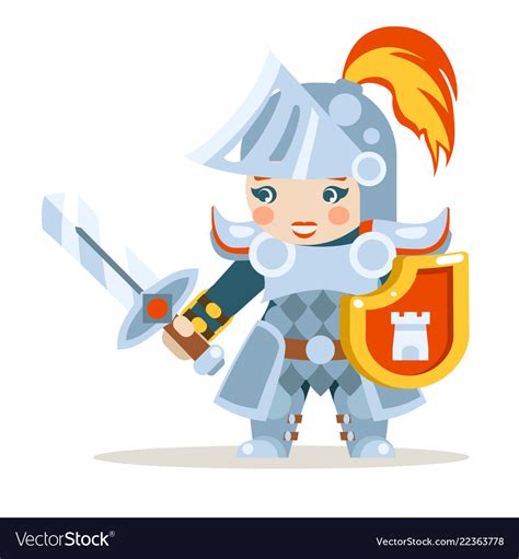 Medieval Female Knight Woman Warrior Girl Fantasy Vector Image