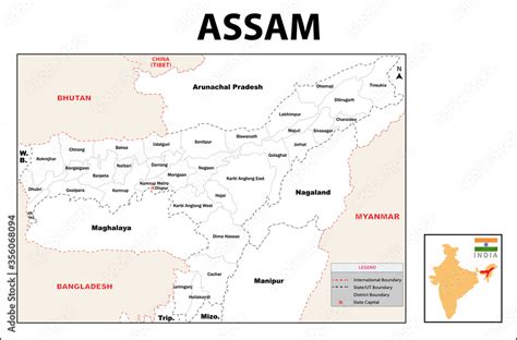 Assam Map Political And Administrative Map Of Assam With Districts