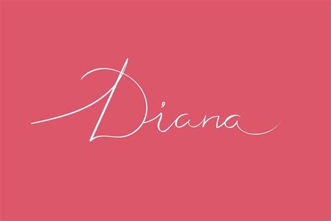 Female Name Diana Girls Name Handwritten Lettering Calligraphy