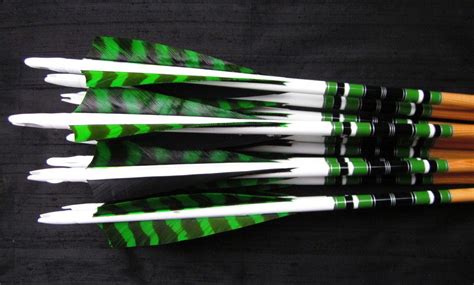 Six Green And White Arrows With Black Tips