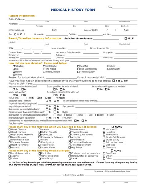Dental Medical History Form Fill Out Sign Online And Download Pdf
