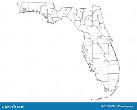 Counties Map Of Us State Of Florida Stock Vector Illustration Of