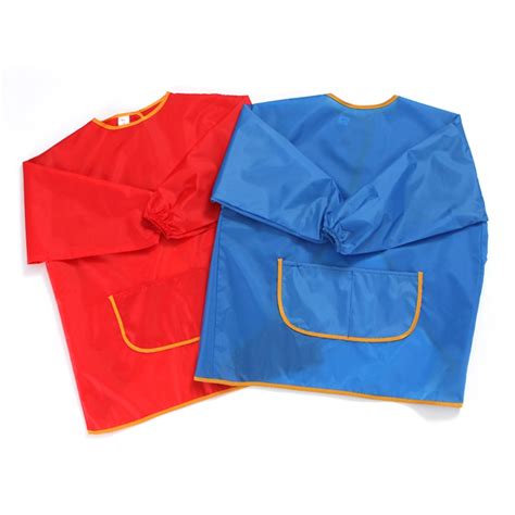 Kids Smock Waterproof Long Sleeve Children Painting Apron With Two