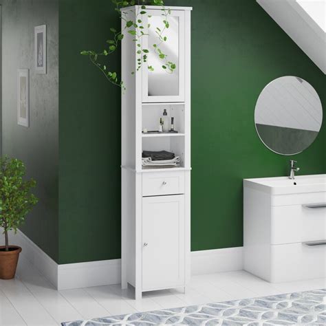 .tall narrow bathroom storage cabinets pictured: Wildon Home Vida Milano 40 x 190cm Mirrored Free Standing ...