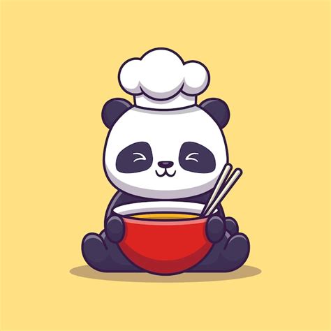 Premium Vector Cute Panda Chef Icon Illustration Animal Food Icon