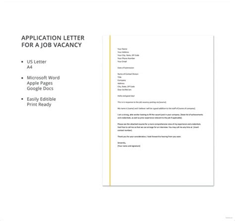 Job Application Letter For Teacher Templates 12 Free Word Pdf
