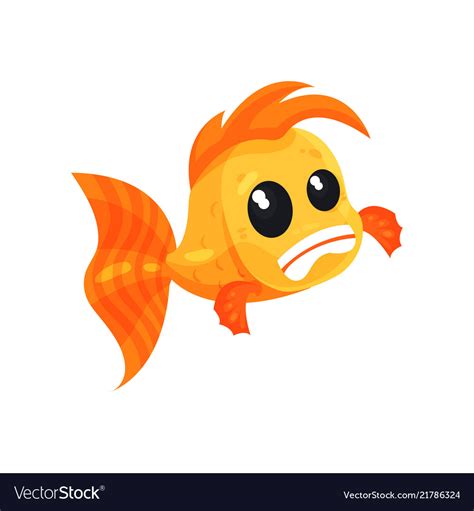 Cute Frightened Goldfish Funny Fish Cartoon Vector Image