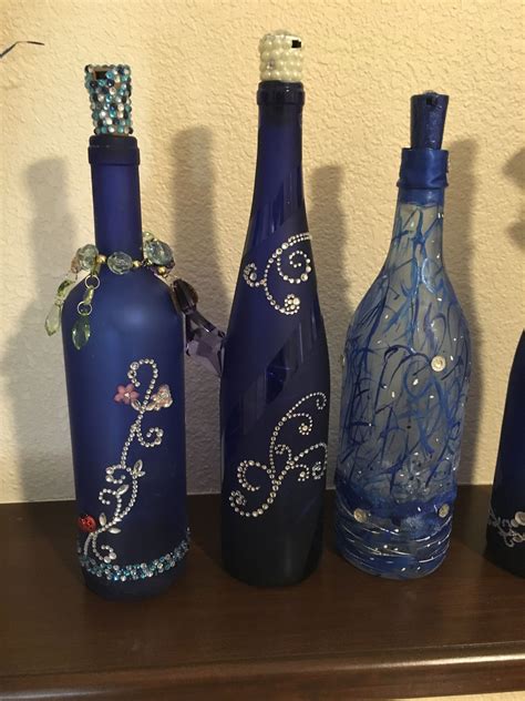 Spring Wine Bottles With Rhinestones Flowers Wine Flask Wine Bottle Decor Flask