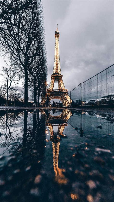 Torre Eiffel Ciudad Francia París Lluvioso Fondo De Pantalla De