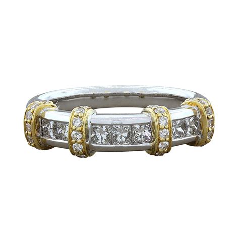 Diamond 18 Karat Two Tone Gold Corset Wide Band Ring At 1stDibs White