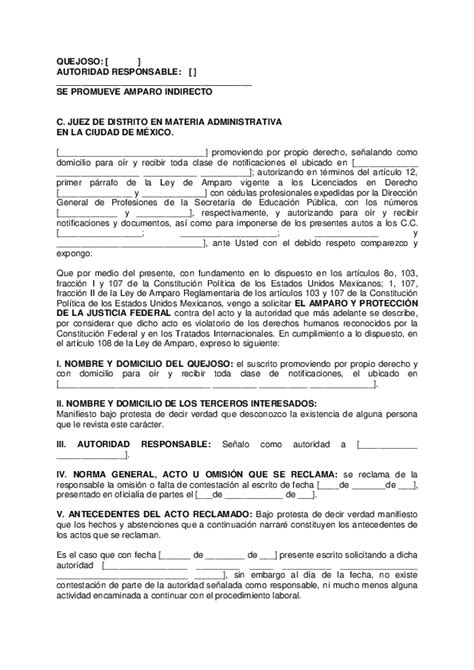 Doc Formato Amparo Derechos De Peticion Gera Chavez